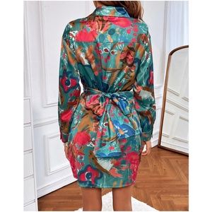 Boho Happiness Tie-dye Print Back Lace-up Stretch Mini Dress